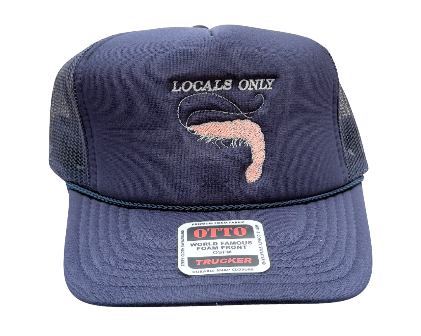 Locals Only + Shrimp Embroidered Foam Hat - Navy