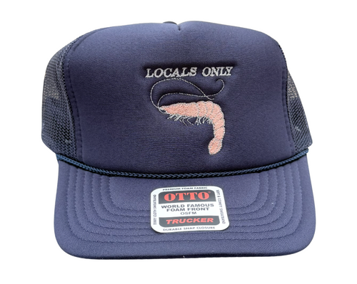 Locals Only + Shrimp Embroidered Foam Hat - Navy