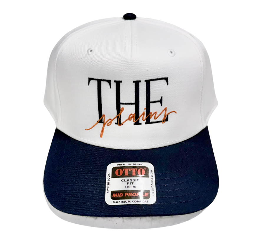 The Plains White & Navy Embroidered Hat